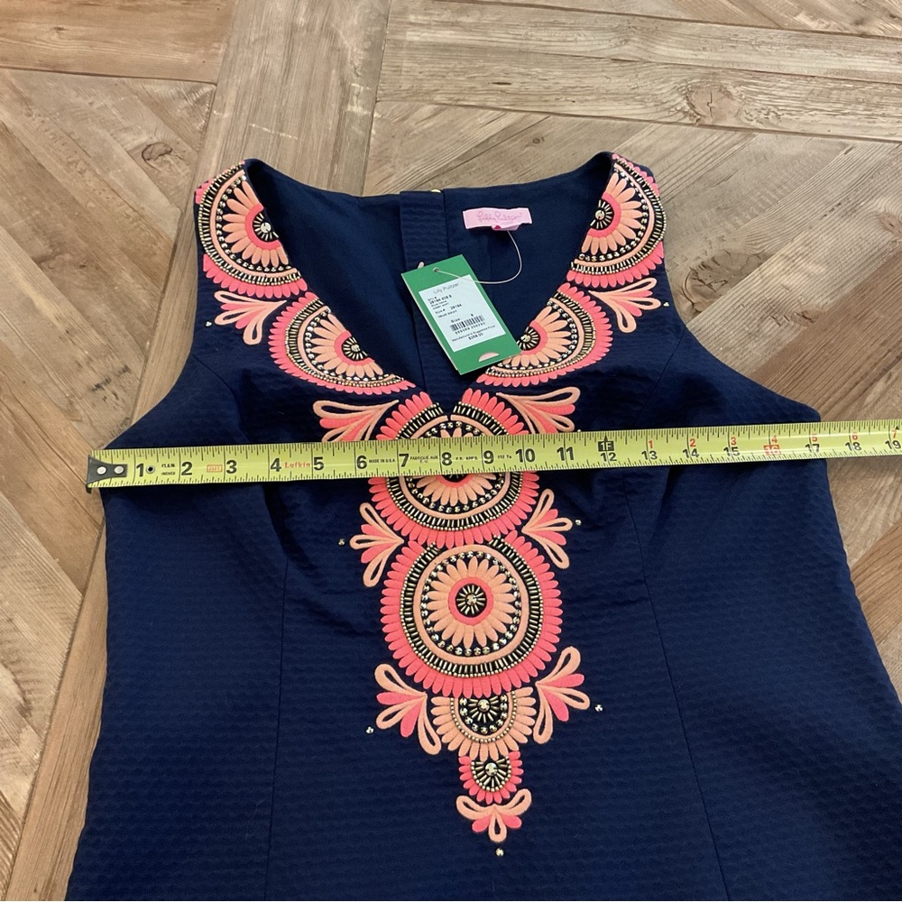 Lilly Pulitzer Gabby Shift Dress True Navy Embellishedโ Neckline Size 8 NWT - Picture 8 of 9